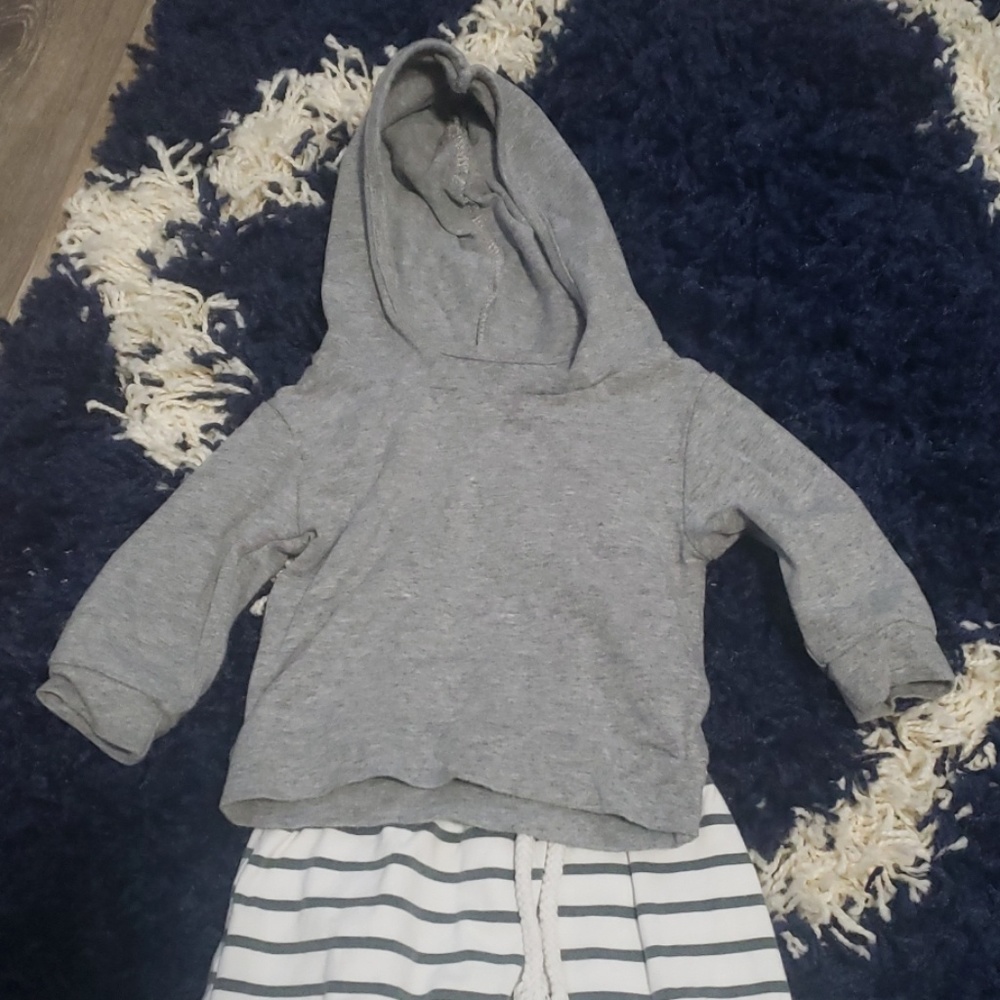 Gray Striped 2pc Hooded Outfit
